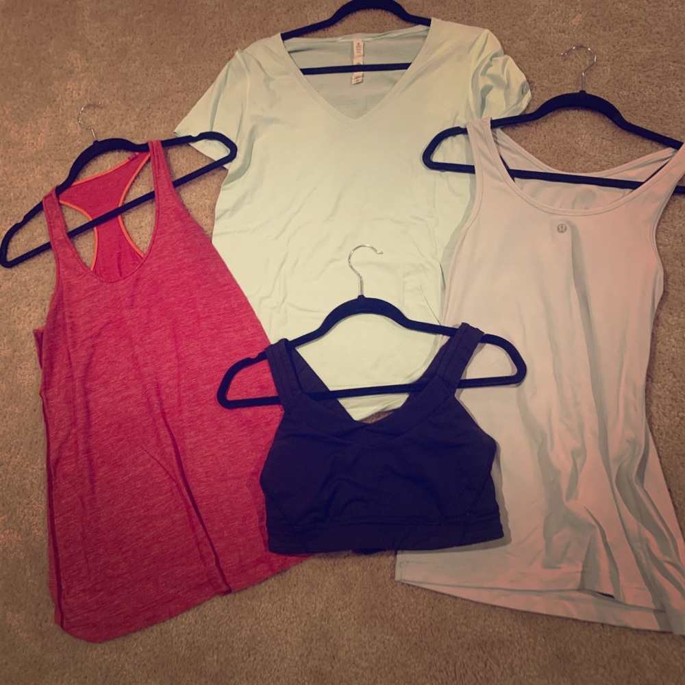 Lulu Lemon workout clothes 3 shirts and 1 bra